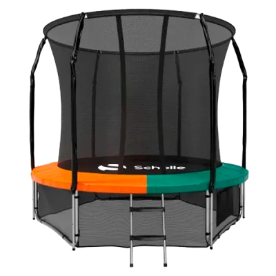 Батут каркасный 300см, SCHOLLE, с защитной сеткой и лестницей, 10фут, зеленый/оранжевый