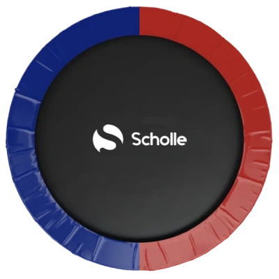 Батут каркасный 360см, SCHOLLE, с защитной сеткой и лестницей, 12фут, красный/синий